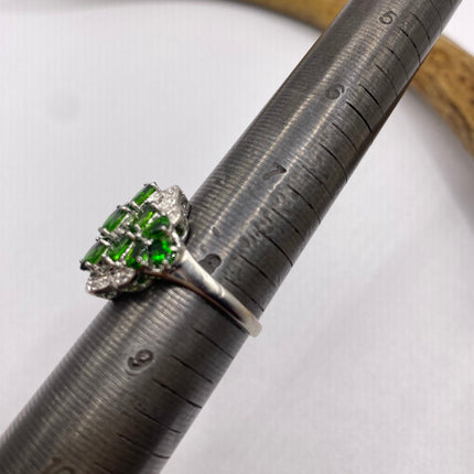 Vintage Green Chrome Diopside Ring Band 925 Sterling Silver