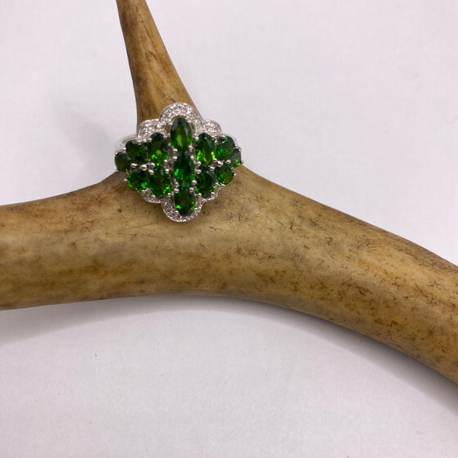 Vintage Green Chrome Diopside Ring Band 925 Sterling Silver
