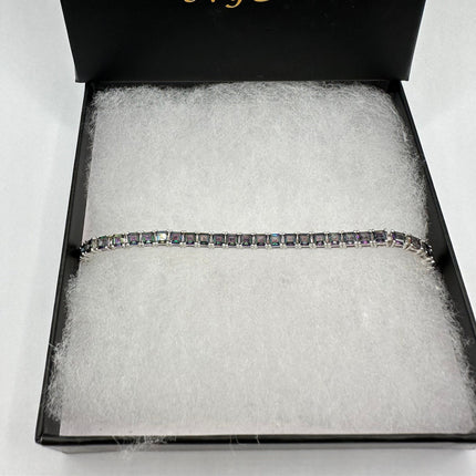 Vintage Silver Tennis Bracelet | Mystic Blue Topaz 925 Sterling Silver
