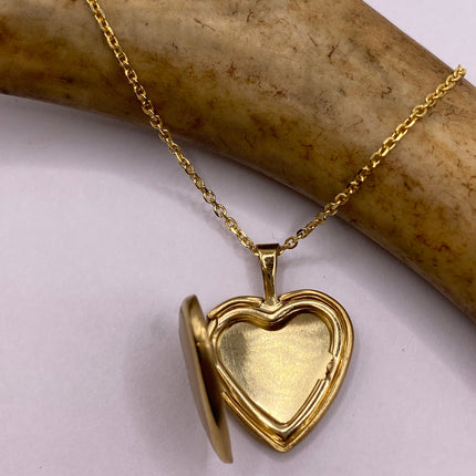 Vintage Gold Locket | Tiny 9k Gold Filled Heart Pendant Photo Charm Engraved "FIRST COMMUNION" Chalice | Gold 925 Sterling Silver Necklace