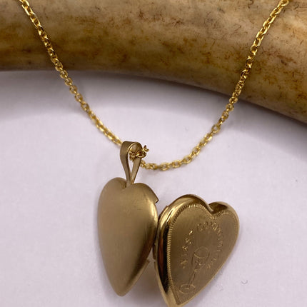 Vintage Gold Locket | Tiny 9k Gold Filled Heart Pendant Photo Charm Engraved "FIRST COMMUNION" Chalice | Gold 925 Sterling Silver Necklace