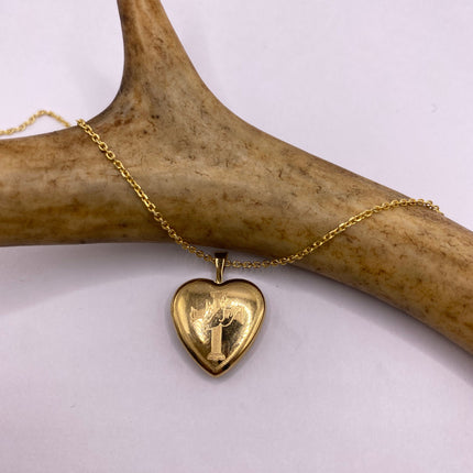 Vintage Gold Locket | Tiny 9k Gold Filled Heart Pendant Photo Memory Charm Engraved with Cross and Dove | Gold 925 Sterling Silver Necklace