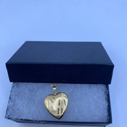 Vintage Gold Locket | Tiny 9k Gold Filled Heart Pendant Photo Memory Charm Engraved with "WISH" | Golden 925 Sterling Silver Chain Necklace