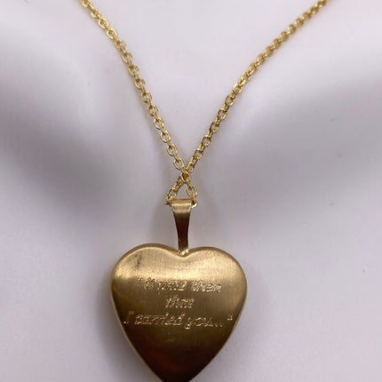 Vintage Gold Locket | Tiny 9k Gold Filled Heart Pendant Photo Memory Charm Engraved Footsteps | Golden 925 Sterling Silver Chain Necklace