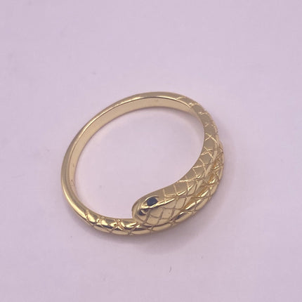 Vintage Tiny Gold Snake Ring | Gold 925 Sterling Silver | Unique Serpent Ring | Wedding Thumb Band - Free US Shipping!