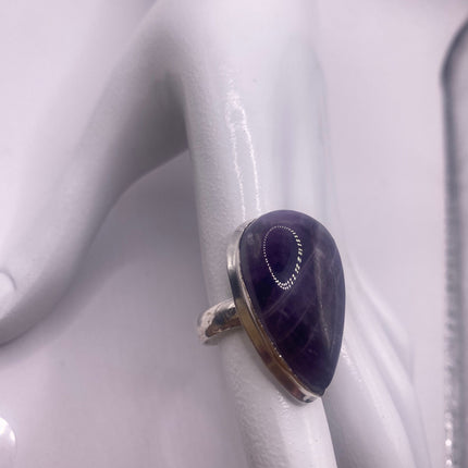 Vintage Purple Amethyst Cocktail Ring Silver Band Statement Ring