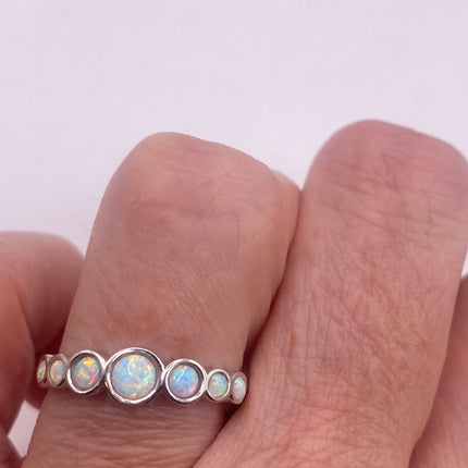 Vintage Fire Opal Tiny Stacking Promise Ring - 925 Sterling Silver Gold Band Minimalist Jewelry for Prom Wedding or Everyday Ring