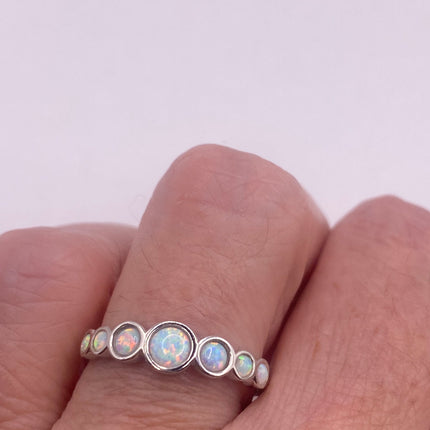 Vintage Fire Opal Tiny Stacking Promise Ring - 925 Sterling Silver Gold Band Minimalist Jewelry for Prom Wedding or Everyday Ring
