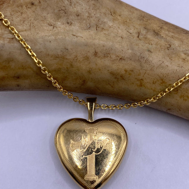 Vintage Gold Locket | Tiny 9k Gold Filled Heart Pendant Photo Memory Charm Engraved with Cross and Dove | Gold 925 Sterling Silver Necklace