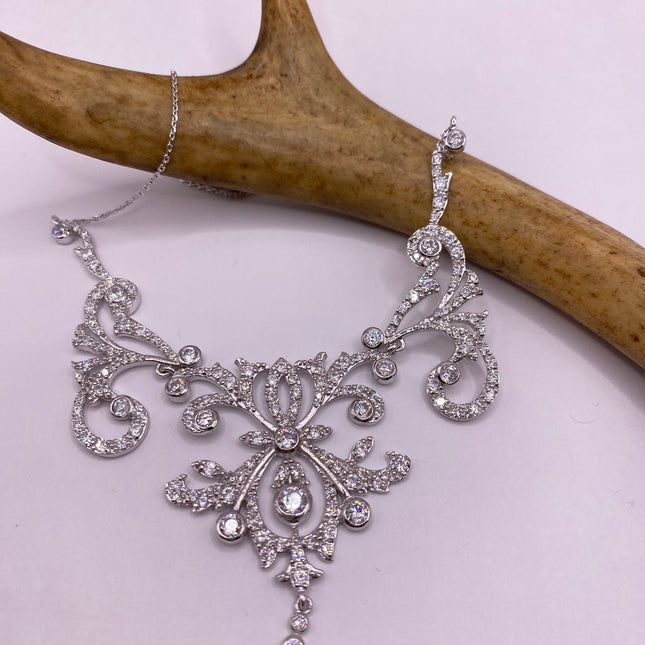 Vintage Cubic Zirconia Choker Necklace - 925 Sterling Silver