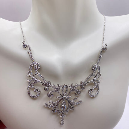 Vintage Cubic Zirconia Choker Necklace - 925 Sterling Silver