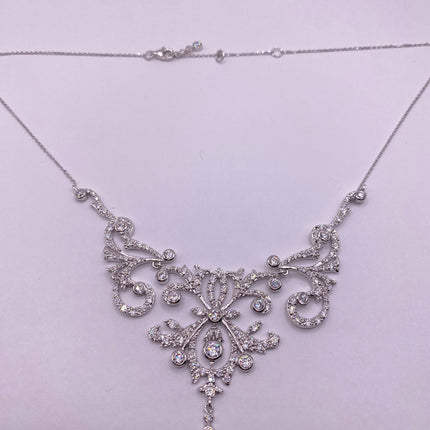 Vintage Cubic Zirconia Choker Necklace - 925 Sterling Silver