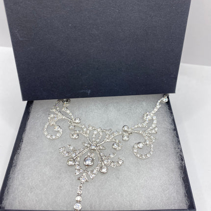Vintage Cubic Zirconia Choker Necklace - 925 Sterling Silver