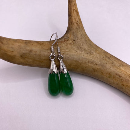 Vintage Green Jade Dangle Lucky Earrings