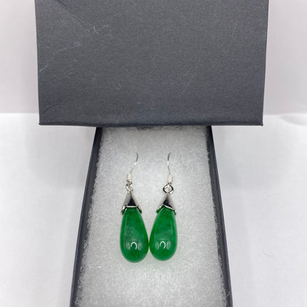 Vintage Green Jade Dangle Lucky Earrings