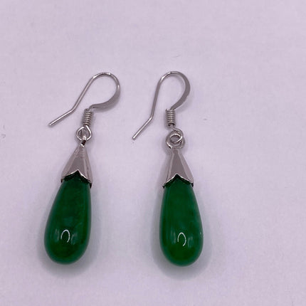 Vintage Green Jade Dangle Lucky Earrings