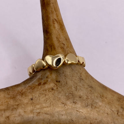 Vintage Tiny Heart Stacking Promise Ring - 925 Sterling Silver Gold Band Minimalist Jewelry for Prom Wedding or Everyday Ring
