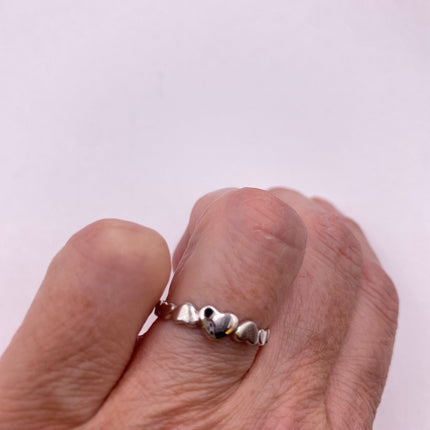 Vintage Silver Ring | Tiny Heart Stacking Promise Ring - 925 Sterling Silver Band Minimalist Jewelry for Prom Wedding Everyday Ring