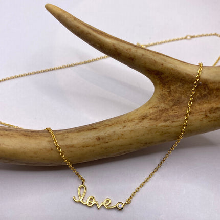 Minimalist Dainty Gold 925 Sterling Silver Love Necklace