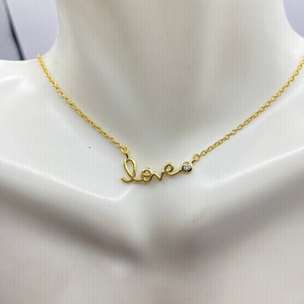 Minimalist Dainty Gold 925 Sterling Silver Love Necklace
