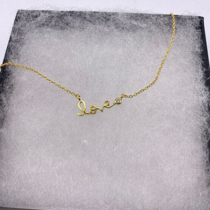 Minimalist Dainty Gold 925 Sterling Silver Love Necklace
