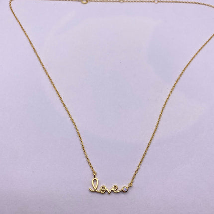 Minimalist Dainty Gold 925 Sterling Silver Love Necklace