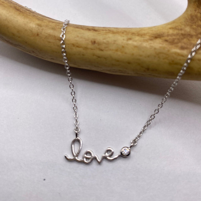 Minimalist Dainty 925 Sterling Silver Love Necklace