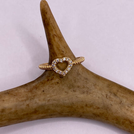 Vintage Tiny Gold Heart Stacking Promise Ring - 9K Gold Band Minimalist Jewelry for Prom Wedding or Everyday Ring