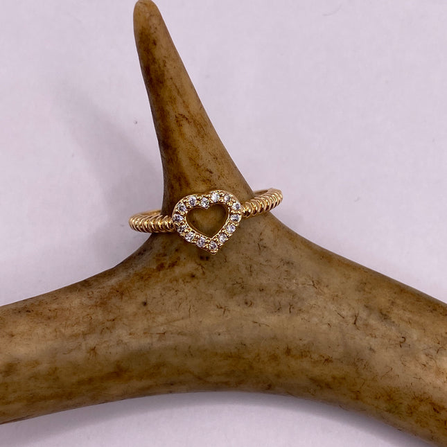 Vintage Tiny Gold Heart Stacking Promise Ring - 9K Gold Band Minimalist Jewelry for Prom Wedding or Everyday Ring