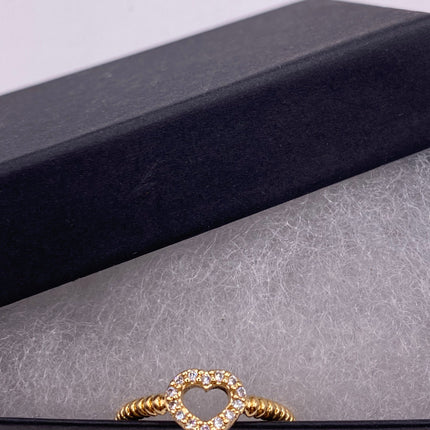 Vintage Tiny Gold Heart Stacking Promise Ring - 9K Gold Band Minimalist Jewelry for Prom Wedding or Everyday Ring