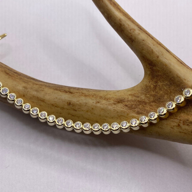 Vintage Gold Tennis Bracelet | Bezel Set Cubic Zirconia Crystal Diamond Gemstone | Golden 925 Sterling Silver Stackable Tennis Bracelet