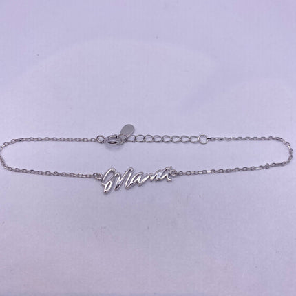 Silver Letter Bracelet | Tiny Charm Word | Vintage Style Dainty 925 Sterling Silver Jewelry for Mama Love Bracelet