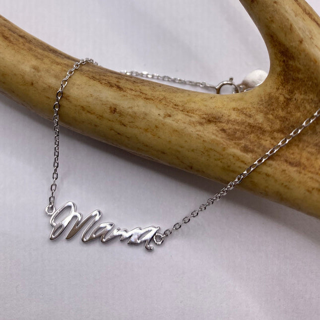 Silver Letter Bracelet | Tiny Charm Word | Vintage Style Dainty 925 Sterling Silver Jewelry for Mama Love Bracelet