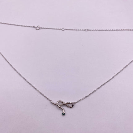 Tiny Silver Snake Pendant Necklace | 925 Sterling Silver Dainty Chain Serpent Charm Necklace