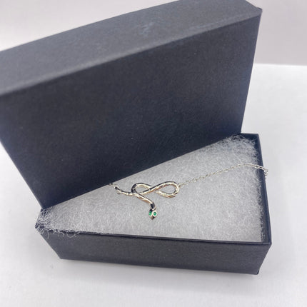 Tiny Silver Snake Pendant Necklace | 925 Sterling Silver Dainty Chain Serpent Charm Necklace