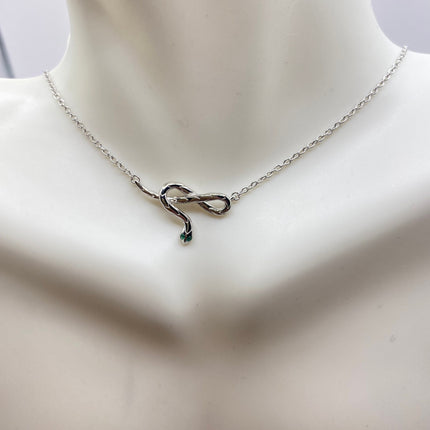 Tiny Silver Snake Pendant Necklace | 925 Sterling Silver Dainty Chain Serpent Charm Necklace