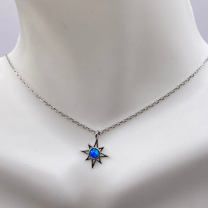 Vintage tiny opal star on a chain minimalist necklace