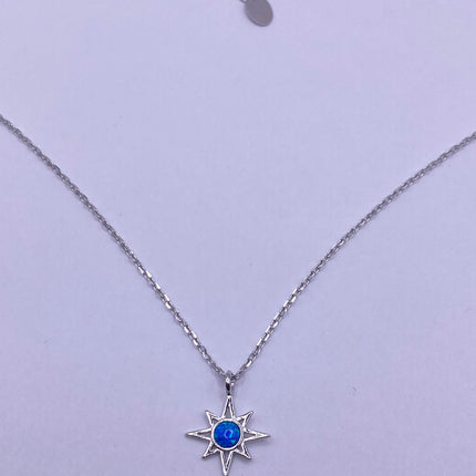 Vintage tiny opal star on a chain minimalist necklace