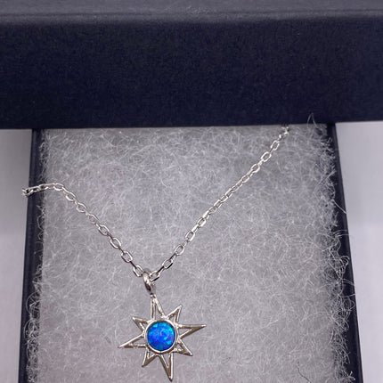 Vintage tiny opal star on a chain minimalist necklace