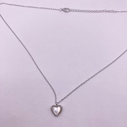 Vintage Opal Mother of Pearl Heart Necklace - Dainty 925 Sterling Silver Chain, Delicate Design, Free US Shipping