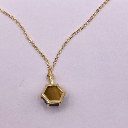 Vintage Tiny Gold Charm Necklace |Tigers Eye Gemstone Dainty Gold 925 Sterling Silver Chain Necklace | Minimalist Style Crystal