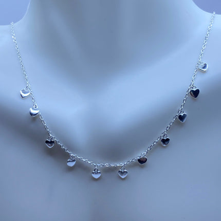 Tiny Silver Charm Necklace | Dainty Heart 925 Sterling Silver Chain Necklace