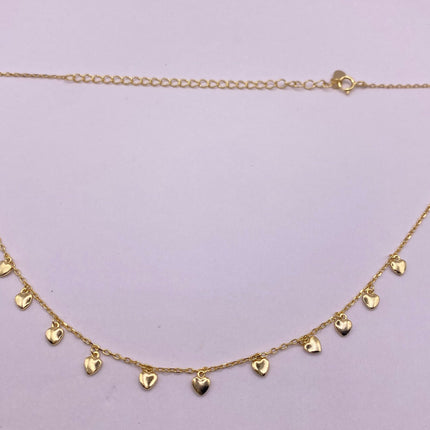 Tiny Gold Necklace | Mini Heart Love Charm | Golden 925 Sterling Silver Dainty Chain Necklace | Stacking Everyday Minimalist Prom Jewelry