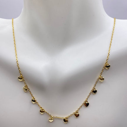 Tiny Gold Necklace | Mini Heart Love Charm | Golden 925 Sterling Silver Dainty Chain Necklace | Stacking Everyday Minimalist Prom Jewelry