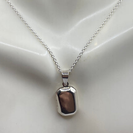 Vintage Silver Locket | Tiny Oval Photo Locket Pendant Photo Memory Charm | 925 Sterling Silver Chain Necklace Holds Small Photo or Memory