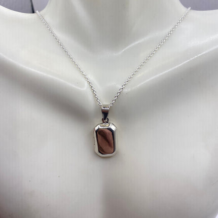 Vintage Silver Locket | Tiny Oval Photo Locket Pendant Photo Memory Charm | 925 Sterling Silver Chain Necklace Holds Small Photo or Memory