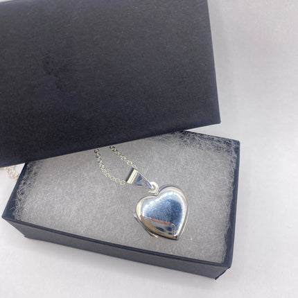 Vintage Silver Locket | Tiny Silver Heart Pendant Photo Memory Charm | 925 Sterling Silver Chain Necklace Holds Small Photo or Memory