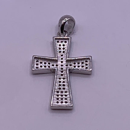 Vintage White Sapphire Pave Cross Choker 925 Sterling Silver Necklace