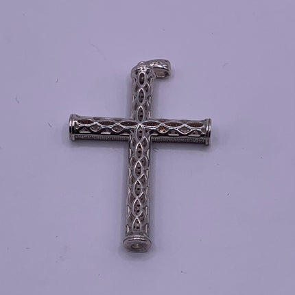 Vintage White Sapphire Pave Cross Choker 925 Sterling Silver Necklace