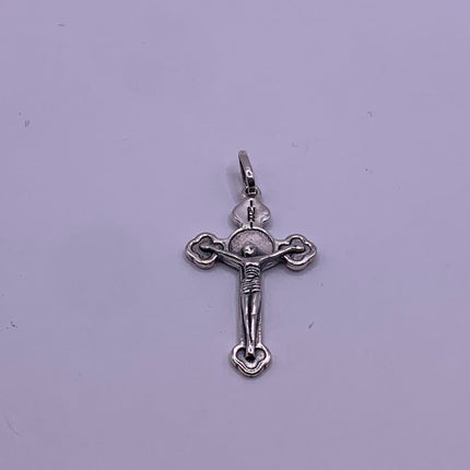 Vintage Cross Crucifix Black Velvet Choker Pendant Necklace | 925 Sterling Silver Cross Ribbon Choker